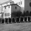 College of Medical Evangelists School of Nursing graduating class outside the church, 1940s