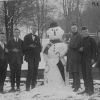 Clinton Theological Seminary young men and their snowman, 1923