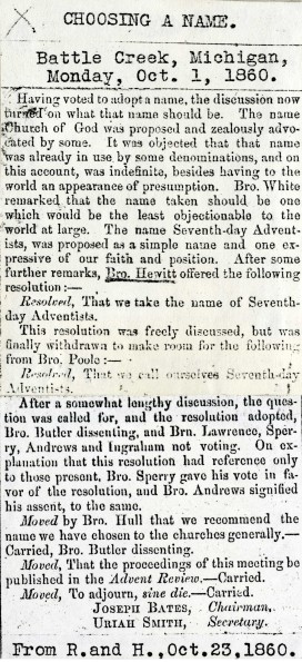 Choosing a Name Conference Report, 1860