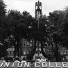 Union College Administration Building with new clock tower and college sign