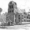 Artist drawing of Emmanuel Missionary College Administration Building [original art]