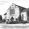 Artist drawing of Andrews University Pioneer Memorial Church [original art]