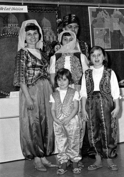 Curtis Miller and family, dressed in clothing from Turkey as part of the World Mission Exhibit at Andrews University Feb. 21 thru Mar. 1, 1967