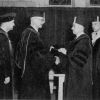 [H.M.S. Richards receives honorary doctorate of theology from Andrews University at the August 1960 commencement ]