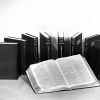 [Ellen G. White's nine volumes of testimonies for the church surrounding a King James Bible]