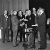 [Denton Edward Rebok receiving an award during Andrews University's 1974 alumni homecoming]