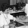 [Beverly Denton giving Hazel Schmidt a blood test during Andrews University's 3C's testing program]