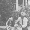 E. J. Waggoner with his daughter Bessie, granddaughter Verna, and the family dog