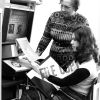 [Mary Jane Mitchell demonstrating the new microfilm reader-printer in the James White Library]