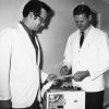 [K. Robert Lang and Herald Allen Habenicht, Jr. observing an electrocardiogram at Andrews University Medical Center]