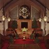 Interior of the Takoma Park Seventh-day Adventist Church at Christmas time, probably 1970s