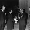[Elsie Landon Buck receiving alumni of the year award at Andrews University's 1973 homecoming]