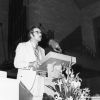 [Andrew Leonie speaking at Andrews University's 1972 alumni homecoming]