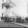 [Students in front of Williamsdale Academy in Nova Scotia, Canada]