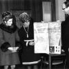 [Jacquelyn VanderLoon and June Tewksbury presenting a resume of 19th century world history to Joseph G. Smoot for the Andrews University Heritage Room]