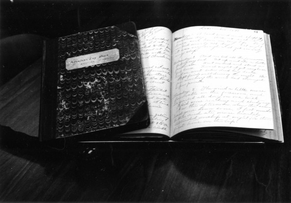 [Pitcairn's Log Book kept by E. H. Gates pictured in the Andrews University Heritage Room]