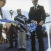[Governor Joseph Ada and Neal C. Wilson cutting the ribbon at the Adventist World Radio-Asia dedication]