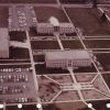 [Aerial view of Andrews University campus in 1966 before landscaping in front of the Administration Building was completed]