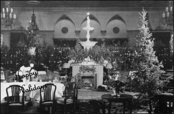 Battle Creek Sanitarium dining room decorated for Christmas in the late 1930s