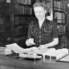 [Arlene N. Marks working at the James White Memorial Library]