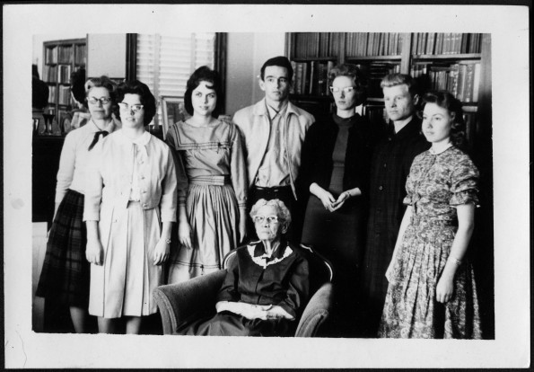 Bessie Sutherland and the Teachers of Tomorrow club on her 92nd birthday in 1963