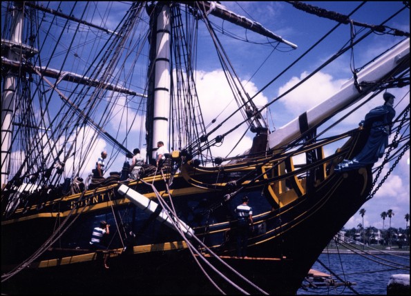 Side closeup view of the full scale model of the HMS Bounty