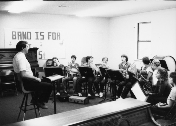 Ray Davis and his band students from Ozark Elementary School in Gentry, AR