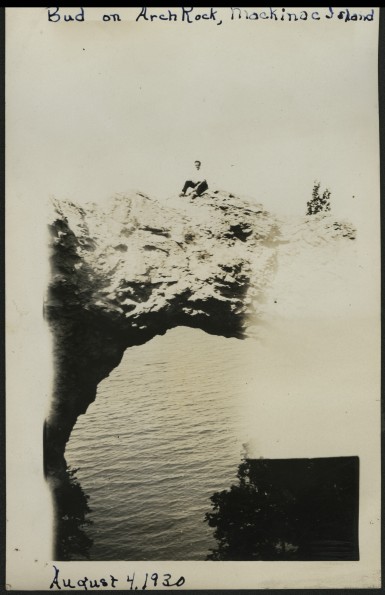Bud on Arch Rock, Mackinac Island, August 4, 1930