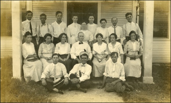 Group of Madison College students posing with E. A. Sutherland