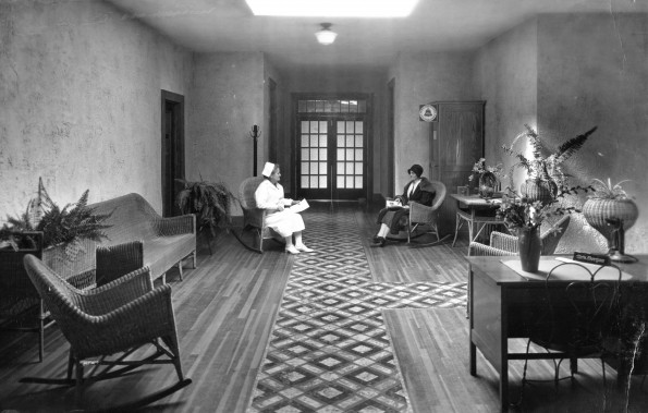 [Two unknown women in the lobby of the Madison Sanitarium]