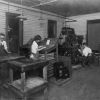 [Unknown people working in the Composing Room in Madison College's Print Shop]