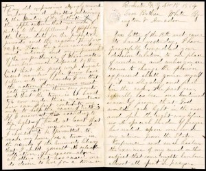Letter from John Andrews to James White and the General Conference Committee members in Battle Creek, November 18, 1864. In this letter Andrews suggests he can be of more help to the denomination through access to the theological library available to him in Rochester. He is working on revising his History of the Sabbath to make it less likely to be attacked by skeptics. He is willing to relocate to Battle Creek if that is what the Brethren want, but he would like to stay in Rochester for the time being. 