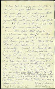  Letter from Sarah Andrews to John N. Andrews, March 6, 1872. This is John’s mother writing to him. On page 1 she writes about the weakened condition of Uncle William. Then she talks about how encouraged she is that Angeline “is gaining” [strength]. What you see is page 2 where Sarah discusses the goodness of the Lord. She says: “I want to cleave to the Lord with my whole heart, and have my treasure laid up in heaven.” She then admonishes her son to not over work himself in mind or body and points to the example of Uncle William who did just that to the point of having the disease of “softening of the brain.”