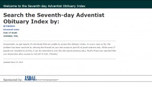 Seventh-day Adventist Obituary Index