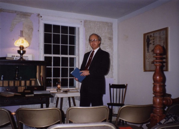 William Miller's study--Jim Nix preparing for sundown worship.