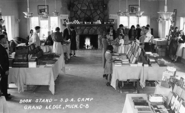 Book stand at the Michigan camp meeting at Grand Ledge