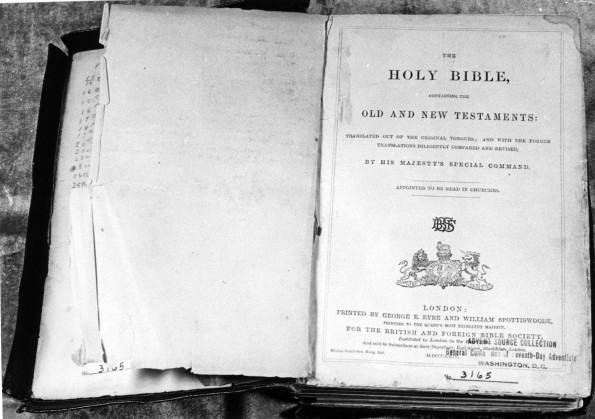 Bible read by John N. Andrews 26 times, open to title page