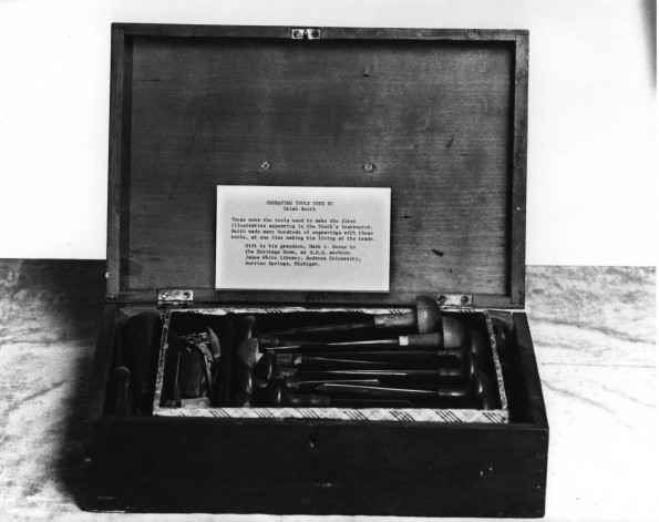 Engraving tools used by Uriah Smith to make the first illustrations in the Youth's Instructor.