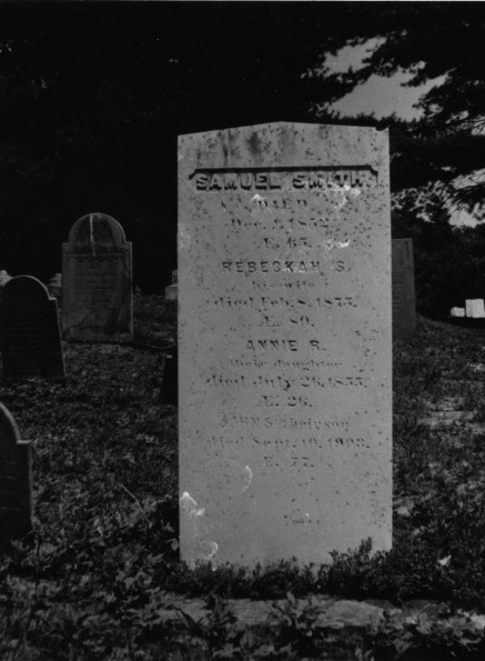 Graves of Rebeckah, Samuel, Annie (the first), and John Smith, South Wilton Cemetery,  Wilton, N. H.