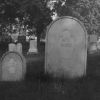 Grave markers (back side) of Angeline Andrews, wife of John N. Andrews and infant daughter, Carrie Andrews, bearing inscriptions, Our Carrie and My Wife, in the Rochester, N.Y. cemetery