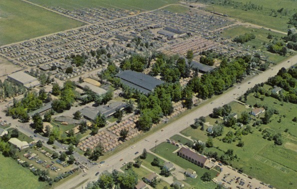Ariel view of the Seventh-day Adventist campground at Grand Ledge, Michigan where several thousand people make their home for ten days during this annual event. Weekend crowds sometimes reach around 20,000 people.