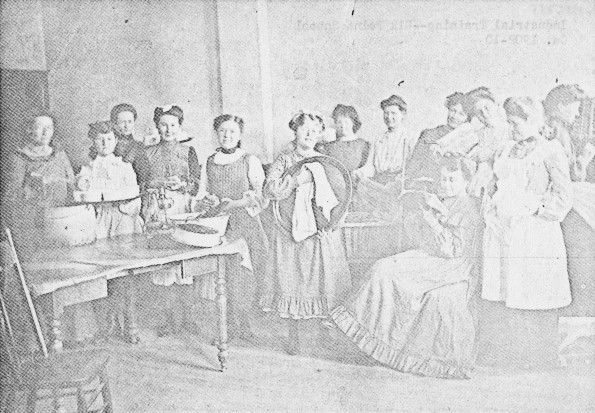 Elk Point Industrial School women involved in industrial training, about 1906