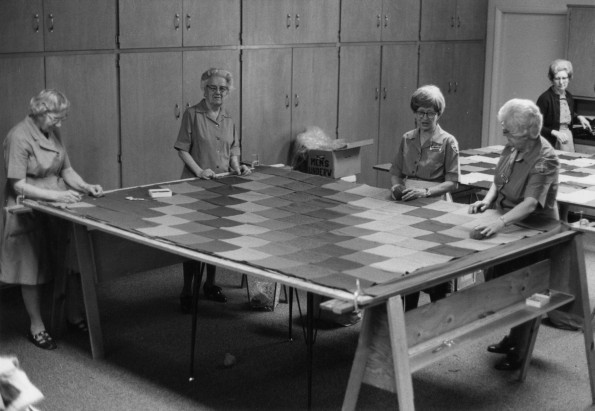 Ladies making a quilt at the Berrien Springs Community Services Center (Mich.)