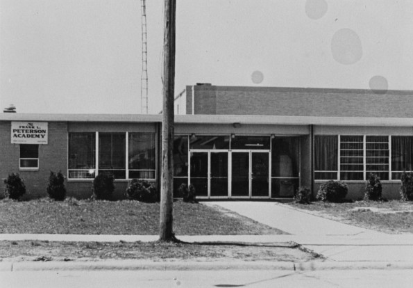 Frank L. Peterson Academy main entrance, 1970s