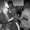 Mending used clothing that is donated to the Berrien Springs Springs Community Services Center is one of the main jobs for (left to right) Mrs. Hulda Michalich, Mrs. May Thurnheer, Mrs. Anna E. Dewald, and Mrs. Ameliea Reinhardt.