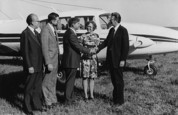 Twin Aztec airplane sent to Manitoba-Saskachewan Conference in 1976 by the Quiet Hour