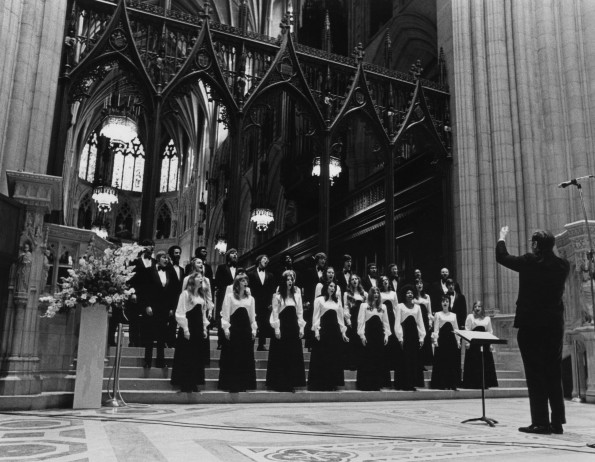 Columbia Union College choir performs at Washington National Cathedral, 1970s