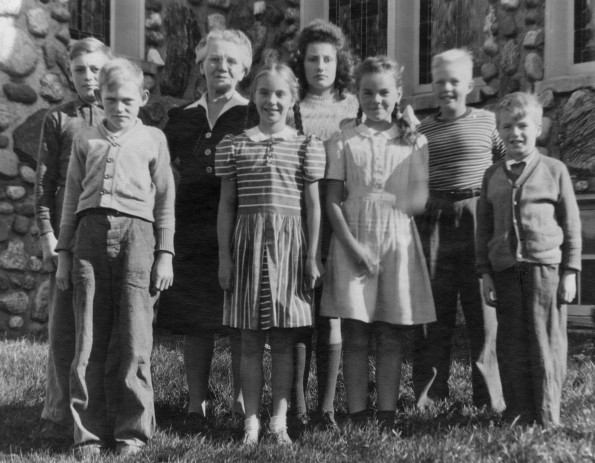 Students and their teacher at the Iron River Seventh-day Adventist Church School (Mich.)