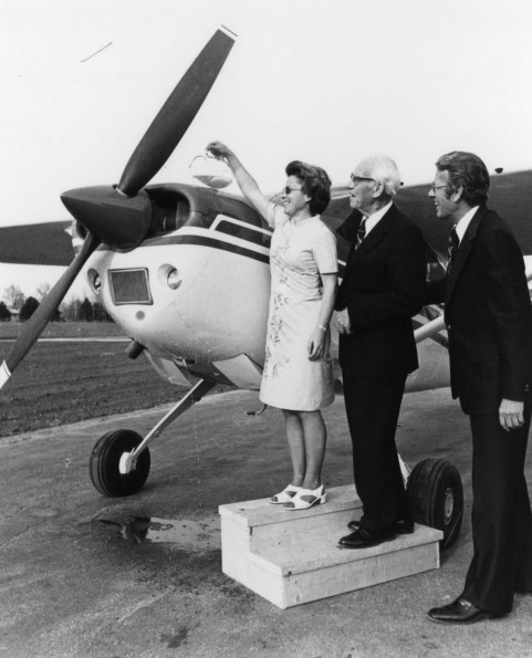 Mission aircraft, sponsored by the Quiet Hour, being dedicated at the Andrews University Airpark