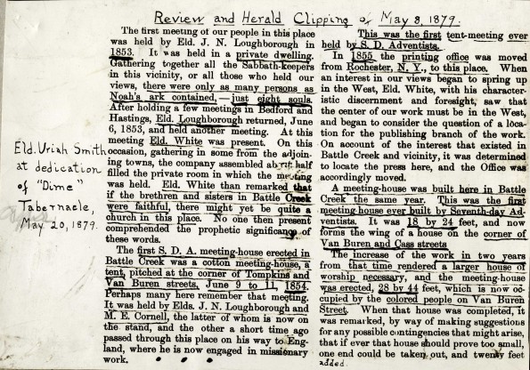 History of SDA Work Battle Creek